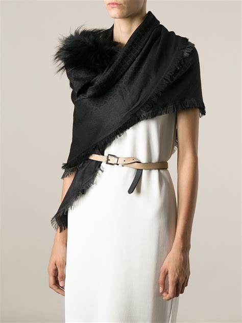 gucci satin scarf|gucci scarf with fur trim.